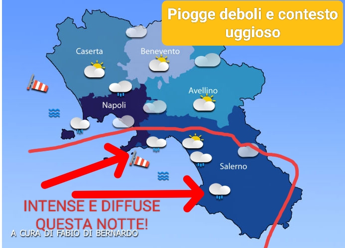 Previsioni Campania 15/01/2024 – LUNEDI’ – CSA Meteo