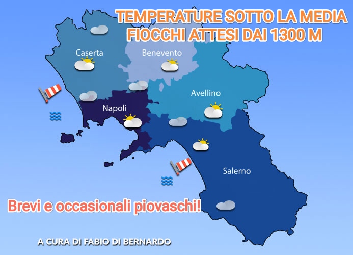 PREVISIONI CAMPANIA 16/03/2025 e 17/03/2025- DOMENICA/LUNEDI’ – CSA METEO