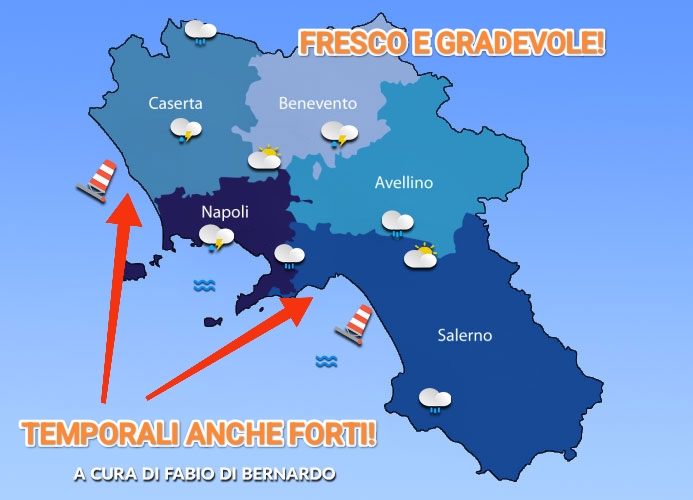 PREVISIONI CAMPANIA  30 AGOSTO 2025 – SABATO – CSA METEO