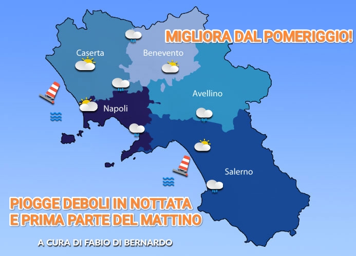 PREVISIONI CAMPANIA  03 NOVEMBRE 2025 – lunedi’ – CSA METEO